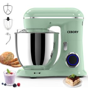 3-IN-1 Electric Stand Mixer, 660W 10-Speed With Pulse Button, Attachments include 6.5QT Bowl, Dough Hook, Beater, Whisk for Most Home Cooks, Agave Gre