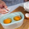 4 In 1 Egg Separator Set Double Egg White Separator With Built In Egg Cracker Food Container Plus Lid and Egg Shell Tweezer Green Color
