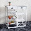Kitchen & Dining Room Cart 2-Drawer 3-Basket 3-Shelf Storage Rack with Rolling Wheels White(Replacement code: 85659263)