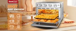 Geek Chef 6 Slice 26QT/26L Air Fryer Fry Oil-Free, Extra Large Toaster Oven Combo, Air Fryer Oven, Roast, Bake, Broil,Convection Countertop Oven, Acce