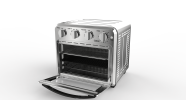 Geek Chef Air Fryer Toaster Oven Combo, 4 Slice Toaster Convection Oven Warm, Broil, Toast, Bake, Oil-Free, Accessories Included, Stainless Steel, Sil